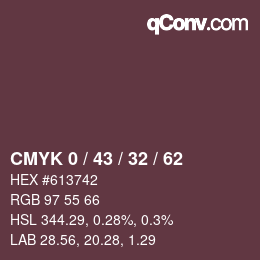 Color code: CMYK 0 / 43 / 32 / 62 | qconv.com