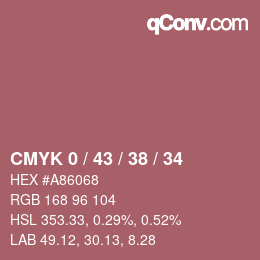 カラーコード: CMYK 0 / 43 / 38 / 34 | qconv.com