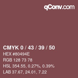 Color code: CMYK 0 / 43 / 39 / 50 | qconv.com