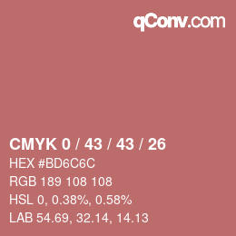 Farbcode: CMYK 0 / 43 / 43 / 26 | qconv.com