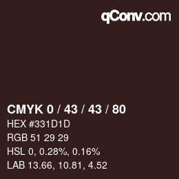 颜色代码: CMYK 0 / 43 / 43 / 80 | qconv.com