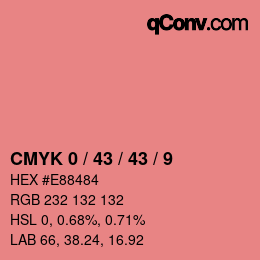 カラーコード: CMYK 0 / 43 / 43 / 9 | qconv.com