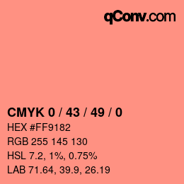 カラーコード: CMYK 0 / 43 / 49 / 0 | qconv.com