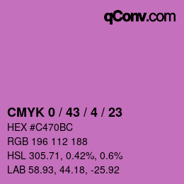 カラーコード: CMYK 0 / 43 / 4 / 23 | qconv.com