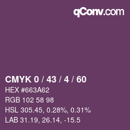 カラーコード: CMYK 0 / 43 / 4 / 60 | qconv.com
