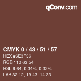 カラーコード: CMYK 0 / 43 / 51 / 57 | qconv.com