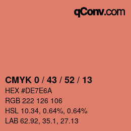 カラーコード: CMYK 0 / 43 / 52 / 13 | qconv.com
