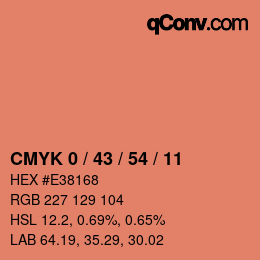 カラーコード: CMYK 0 / 43 / 54 / 11 | qconv.com