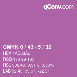 Farbcode: CMYK 0 / 43 / 5 / 32 | qconv.com