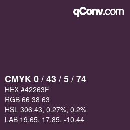 Farbcode: CMYK 0 / 43 / 5 / 74 | qconv.com
