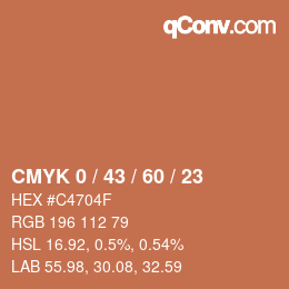 Color code: CMYK 0 / 43 / 60 / 23 | qconv.com