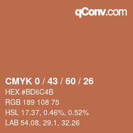 カラーコード: CMYK 0 / 43 / 60 / 26 | qconv.com