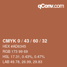 カラーコード: CMYK 0 / 43 / 60 / 32 | qconv.com