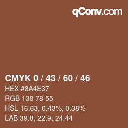 カラーコード: CMYK 0 / 43 / 60 / 46 | qconv.com