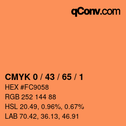 カラーコード: CMYK 0 / 43 / 65 / 1 | qconv.com