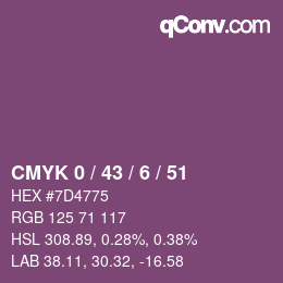 Farbcode: CMYK 0 / 43 / 6 / 51 | qconv.com