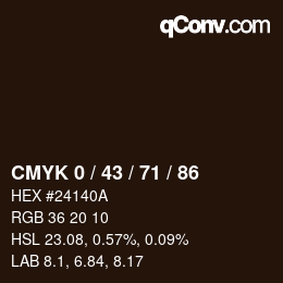 Color code: CMYK 0 / 43 / 71 / 86 | qconv.com