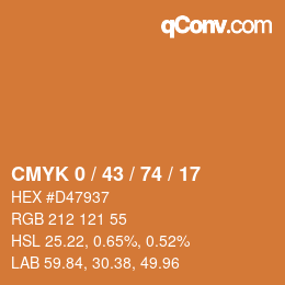 颜色代码: CMYK 0 / 43 / 74 / 17 | qconv.com