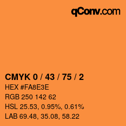 カラーコード: CMYK 0 / 43 / 75 / 2 | qconv.com