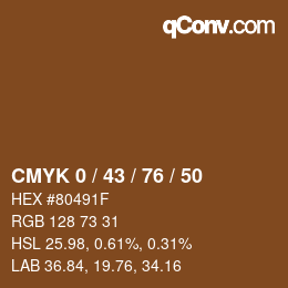 颜色代码: CMYK 0 / 43 / 76 / 50 | qconv.com