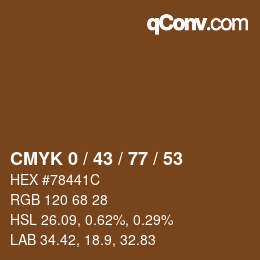 Farbcode: CMYK 0 / 43 / 77 / 53 | qconv.com