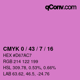 Farbcode: CMYK 0 / 43 / 7 / 16 | qconv.com