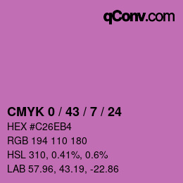 颜色代码: CMYK 0 / 43 / 7 / 24 | qconv.com