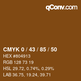 カラーコード: CMYK 0 / 43 / 85 / 50 | qconv.com