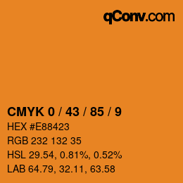 颜色代码: CMYK 0 / 43 / 85 / 9 | qconv.com