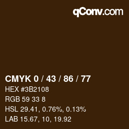 カラーコード: CMYK 0 / 43 / 86 / 77 | qconv.com