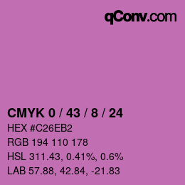 カラーコード: CMYK 0 / 43 / 8 / 24 | qconv.com