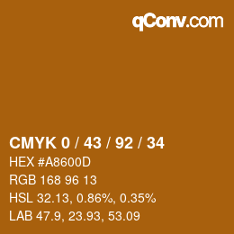 Color code: CMYK 0 / 43 / 92 / 34 | qconv.com