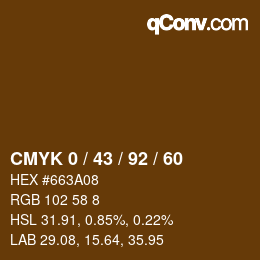カラーコード: CMYK 0 / 43 / 92 / 60 | qconv.com