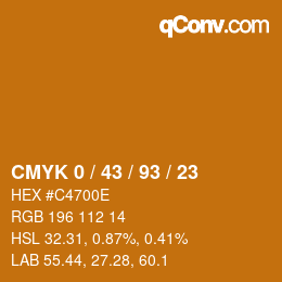 カラーコード: CMYK 0 / 43 / 93 / 23 | qconv.com