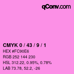 カラーコード: CMYK 0 / 43 / 9 / 1 | qconv.com