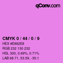 カラーコード: CMYK 0 / 44 / 0 / 9 | qconv.com