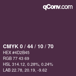 カラーコード: CMYK 0 / 44 / 10 / 70 | qconv.com