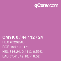 カラーコード: CMYK 0 / 44 / 12 / 24 | qconv.com