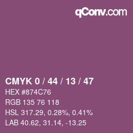 カラーコード: CMYK 0 / 44 / 13 / 47 | qconv.com