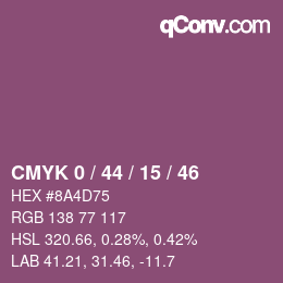 Farbcode: CMYK 0 / 44 / 15 / 46 | qconv.com