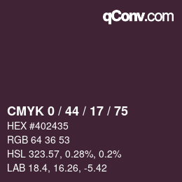 カラーコード: CMYK 0 / 44 / 17 / 75 | qconv.com