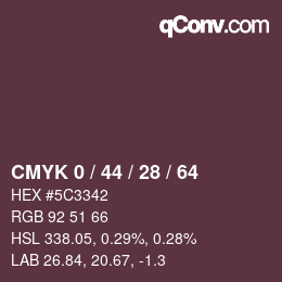 Farbcode: CMYK 0 / 44 / 28 / 64 | qconv.com