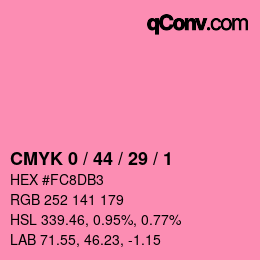 Color code: CMYK 0 / 44 / 29 / 1 | qconv.com