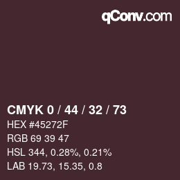 カラーコード: CMYK 0 / 44 / 32 / 73 | qconv.com
