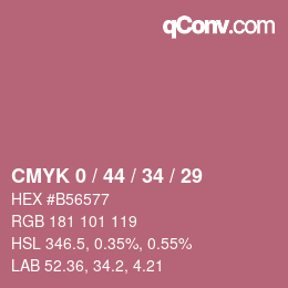 Farbcode: CMYK 0 / 44 / 34 / 29 | qconv.com