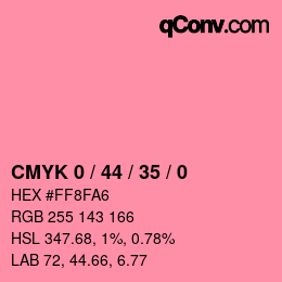 Farbcode: CMYK 0 / 44 / 35 / 0 | qconv.com