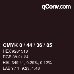 Farbcode: CMYK 0 / 44 / 36 / 85 | qconv.com