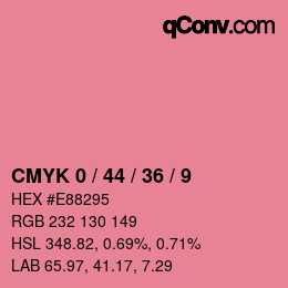 カラーコード: CMYK 0 / 44 / 36 / 9 | qconv.com