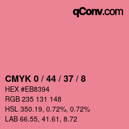 カラーコード: CMYK 0 / 44 / 37 / 8 | qconv.com