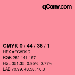 Color code: CMYK 0 / 44 / 38 / 1 | qconv.com